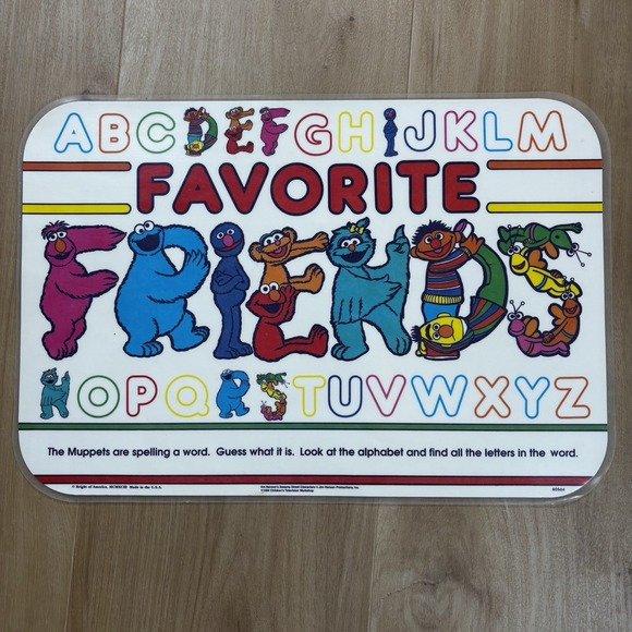 Sesame Street Other - Sesame Street Child Placemat Jim Henson *1994* Double Sided Vintage Elmo